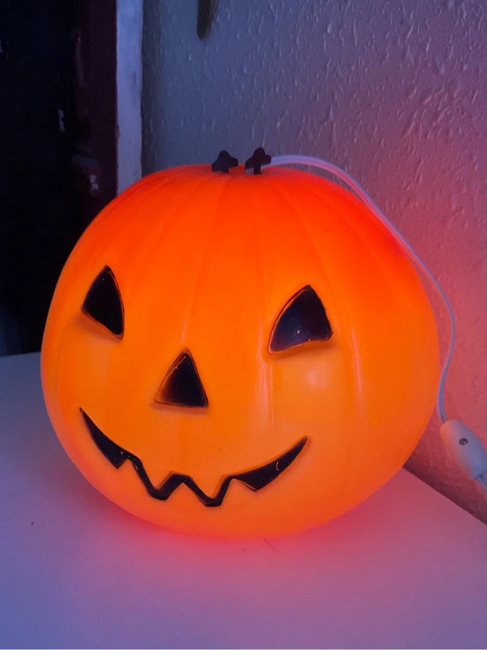 Vintage Halloween Pumpkin Blow Mold Jack O' Lantern light